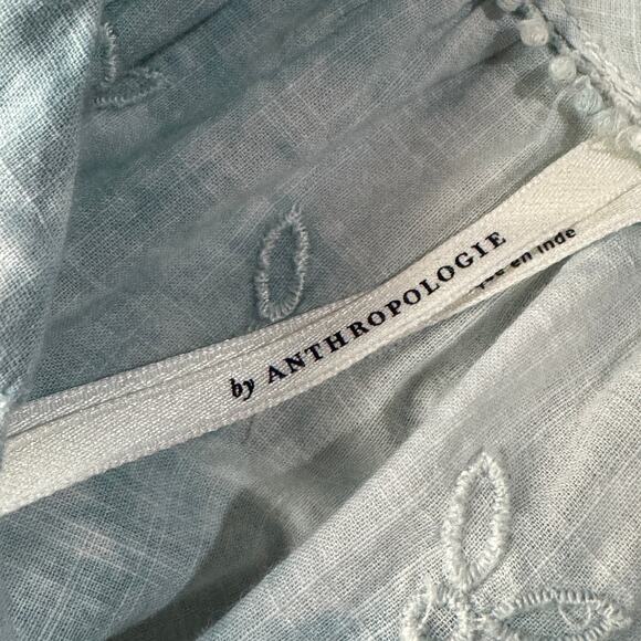 Anthropologie X-Small Top Tie-Dye Floral Embroidered Keyhole V-Neck Eyelet Lace - Picture 8 of 12